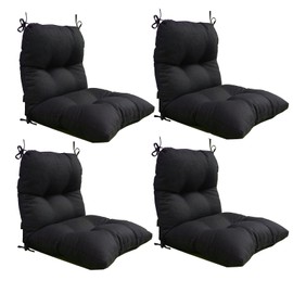 BOSSIMA Outdoor Indoor High Back Chair Tufted Cushions Comfort Replacement Patio Seating Cushions Set of 4 Black