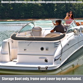 X AUTOHAUX Bimini Top Storage Boot Cover with Light Hole Boat Bimini Storage Bag 600D Polyester Canvas Sun Resist Black 91"-96" Width Universal for 3 Bow 4 Bow