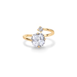 PAVOI 14K Yellow Gold Plated Toi Et Moi 3CT Cushion Cut Cubic Zirconia Stone Wraparound Engagement Ring Fake Wedding Bridal Ring Promise Ring for Women | Statement Ring | Size 6