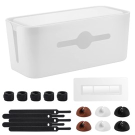 Gabfu Cord Organizer Box, Cable Management Box to Hide Power Strips,Cable Box Organizer to Hider The Cable Cord Under Desk,White