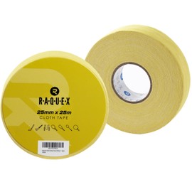 Raquex Fabric Tape for Sports: Hockey Sticks, Tennis, Squash or Badminton Rackets, Skipping Ropes and More.Water Resistant, Strong and Provides a Natural, Increased Grip (Yellow)