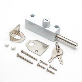 TSS White Multi-Purpose Door Bolt with 2 Keys. Security Bolts for Various Door Types. Supplied with Fixtures and Fittings. Universal Door Lock, 130 x 30 x 30mm (Keyed Differ (Locks On Different Keys))