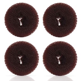 Extra Hair Donut Bun Maker for Kids, Ring Style Bun, 4PCS Chignon Hair Small Doughnut Shaper for Short and Thin Hair (Small, 2.5 Inch/Brown)