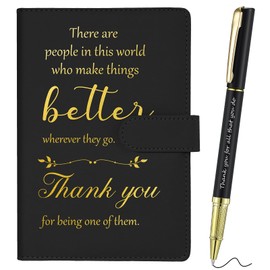 Sinmoe Employee Appreciation Gift Leather Notebook and Pen Set Inspirational Stationery Gift Set for Women Employee Volunteer Team Colleague Coworker Men Teacher Office (Black,Better)