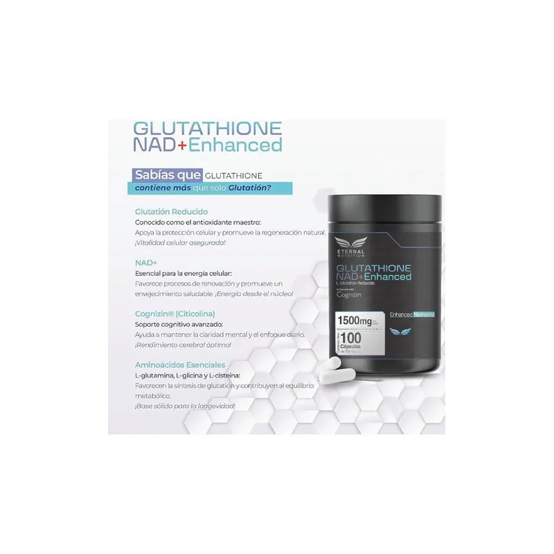 Eternal Nutrition Glutathione Nad 100 Caps Cognizin Citicolina Aminoacidos Porciones