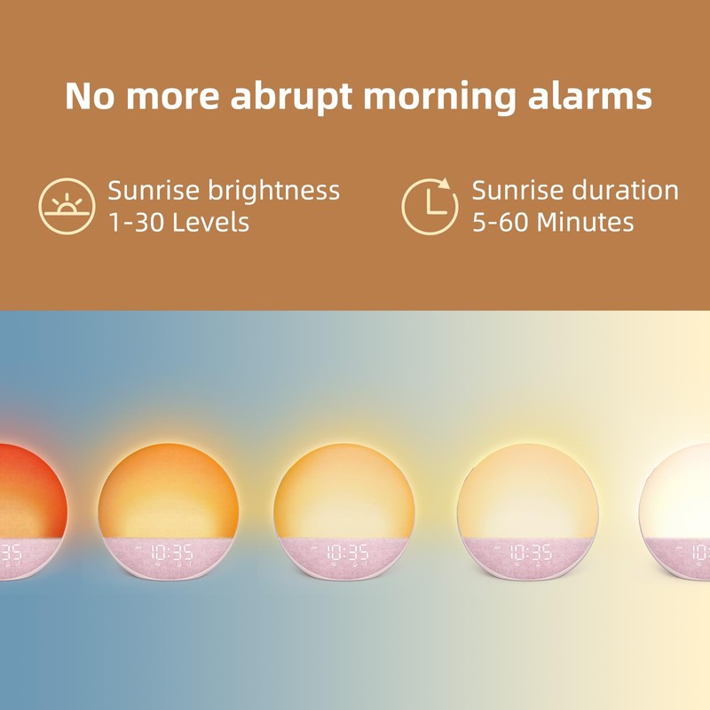 Odokee Sunrise Alarm Clock White Noise Machine: Natural Wake Up