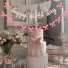 Gleemix Happy Birthday Garland Pink with Bow, Cute Bows Happy