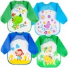 Vicloon Baby Bibs with Long Sleeves, Pack of 4 Waterproof