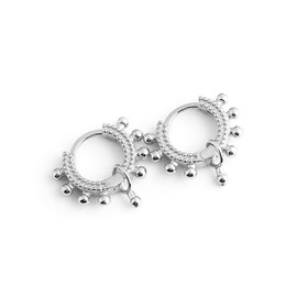 Bead Ball Mini Small Hoop Earrings for Women 2nd Hole S925 Sterling Silver Fashion Dainty Boho Tiny Cartilage Tragus Cuff Huggie Hinged Sleeper Hoops Pierced Jewelry Gifts Birthday, Metal