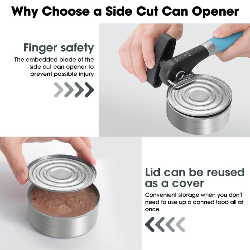 Beneno Can Opener, Manual Side Safe Cut Can Opener Smooth