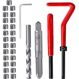 Fixinus - Kit de reparación de roscas M8 x 1,25 mm, kit de reparación de roscas de acero inoxidable, juego de herramientas de mano compatibles con bobina helicoidal para reparación de automóviles