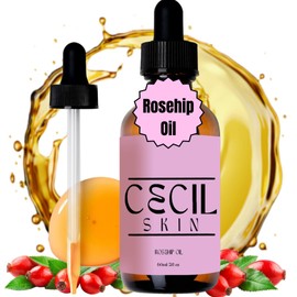 Cecil Skin 100% Organic Rosehip Oil for Anti-Aging, 60ml (2 oz) | Vitamin A Moisturizer for Face, Hair & Nails | Enhanced Absorption, Deep Hydration | 30-Day Satisfaction Guarantee