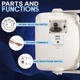 Pyle Outdoor Waterproof Patio Speaker - 5.25" 2-Way Weatherproof Wall/Ceiling Mounted Dual Speaker w/Heavy Duty Grill, w/Transformer Adjuster, Universal Mount, in/Outdoor Use PDWR545TW (White)