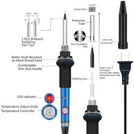 Soldering Iron Kit, 60W 110V 9-in-1 Adjustable Temperature Welding Tool Set, Fast Heating for Electronic Repair