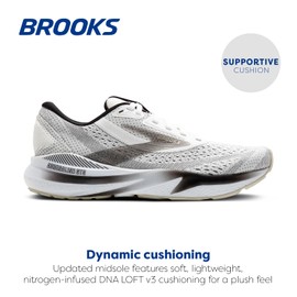 Brooks Women’s Adrenaline GTS 24 Supportive Running Shoe - White/Black/Pelican - 8.5 Medium
