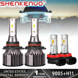 SHENKENUO For Ford Explorer 2011-2015 4p LED Headlight Hi/Lo +Fog Light Bulbs Combo Kit
