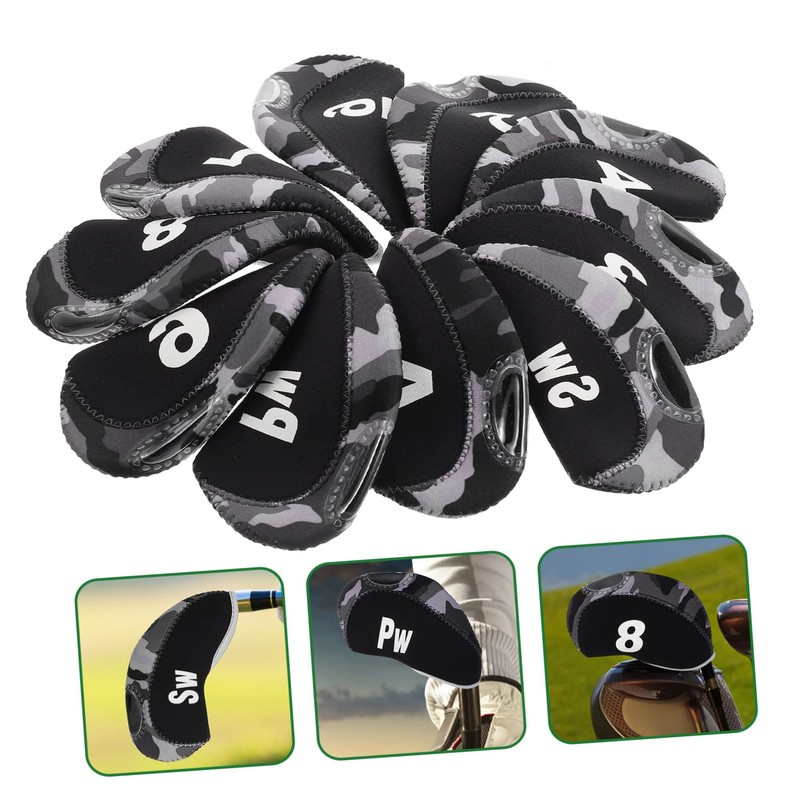 Kisangel 10pcs Golf Club Headcovers Magnetic Putter Covers Neoprene Golfing
