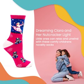 Nutcracker Ballet Gifts, Novelty Crew Socks for Women, Fun Cute Funky, Warm Cozy Comfy Winter Patterned Socks, Lightweight, Clara Dreaming, Size 5-10