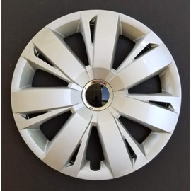 New Wheel Covers Hubcaps Fits 2011-2018 Volkswagen Jetta; 16 Inch; 7 Spoke; Silver Color; Plastic; Set of 4; Spring Steel Clip