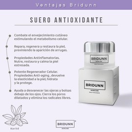 Suero Facial Antioxidante BRIDUNN con Vitamina E Hidratación Profunda, Anti-Aging Natural y Reparación Celular para Piel Grasa, normal o Sensible. Vegano, Rejuvenecimiento Piel Natural Sin Químicos, Día y Noche.