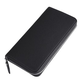 Urban & Chic Classic Style Ladies Long Zip Around Wallet/Purse, Multiple Slots Women's Zip Around Wallet/Purse (Black)