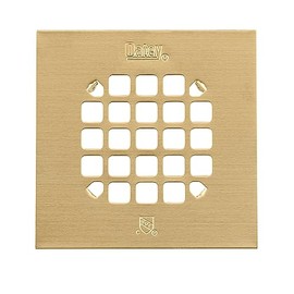 Oatey 42361 Universal 4-1/4 in. Snap-Tite Square Shower Strainer in Brushed Gold