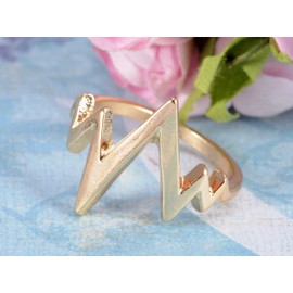 Alilang Golden Metal Tone Lifeline Heart Beat Pattern Fashion Ring for Women Gift