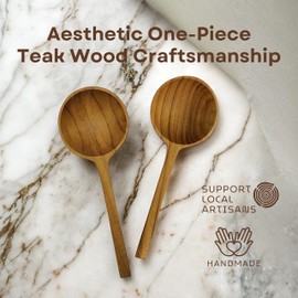 GWYNTH Wooden Coffee Spoon, Handmade Teak Wood Scoop for Ground Coffee, Beans and Tea 1 Tablespoon for Jars and Containers (1 Piece)