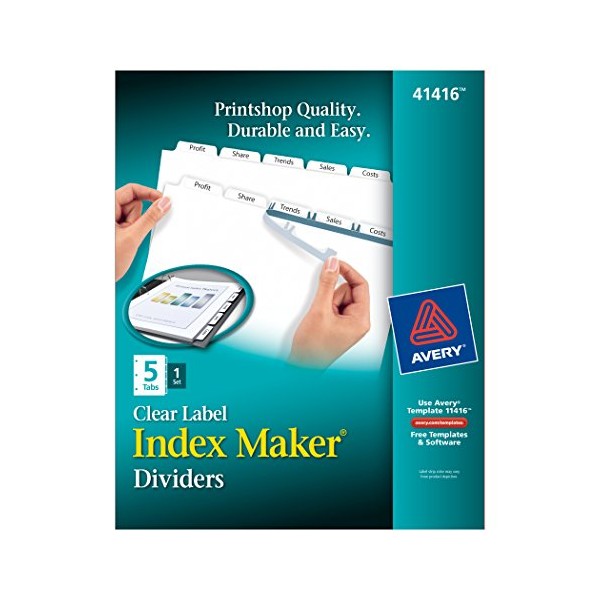 Avery Index Maker Clear Label Dividers with White Tabs, 8.5"