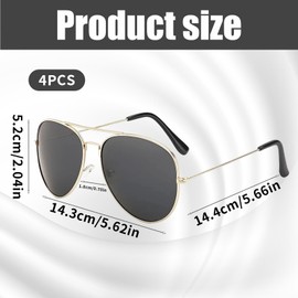 YREYBN Sunglasses, 4-Pack Classic Pilot Sunglasses for Men and Women, Lightweight Metal Frame with UV Protection, Suitable for Cycling, Running and Outdoor Activities, 2 Black and 2 Silver Frames