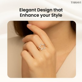 TISHAVI Star Shape Sterling Silver Ring, Sterling Silver Ring Size 11, 925 Sterling Silver Ring, 925 Ring Sterling Silver