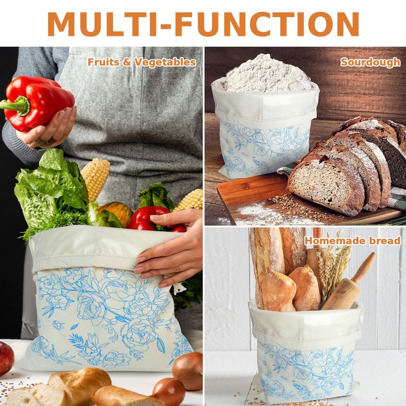 2Pack Reusable Bread Bags, Bread Bags for Homemade Bread Storage,