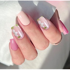 JMEOWIO Nail Foil UV Hardening White Flowers UV Gel Nail Strips Nail Stickers Nail Stickers Nail Art Decoration Nail Design Accessories