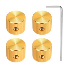sourcing map 4 Pcs Aluminium Potentiometer Knobs, 1/4"(6mm) IDx5/8"(15mm) ODx1/2"(12.5mm) Height Universal Volume Tone Control Knobs for Guitar, Bass, Straight Line Indicator, Gold