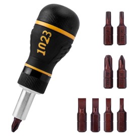 Mesee Precision Ratchet Screwdriver Set, 9-in-1 Multi-bit Stubby Screwdriver Tool Ratcheting Screwdriver Nut Drivers with Magnetic Flat Head/Torx/Phillips Bits