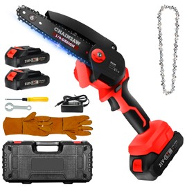YesRight Mini Chainsaw Cordless Portable 6 Inch Handheld Chain Saw with Security Lock Small Electric Chainsaw with 2 Rechargeable Batteries for Wood Cutting Tree Trimming Gardening Camping