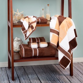 Bedford Home 67A-76 Home6856 6 Piece Complete Bathroom Set-Luxurious Spa Quality 100% Cotton Towels with Velour Finish, Highly Absorbent, Machine Washable by Lavish Home, Chocolate