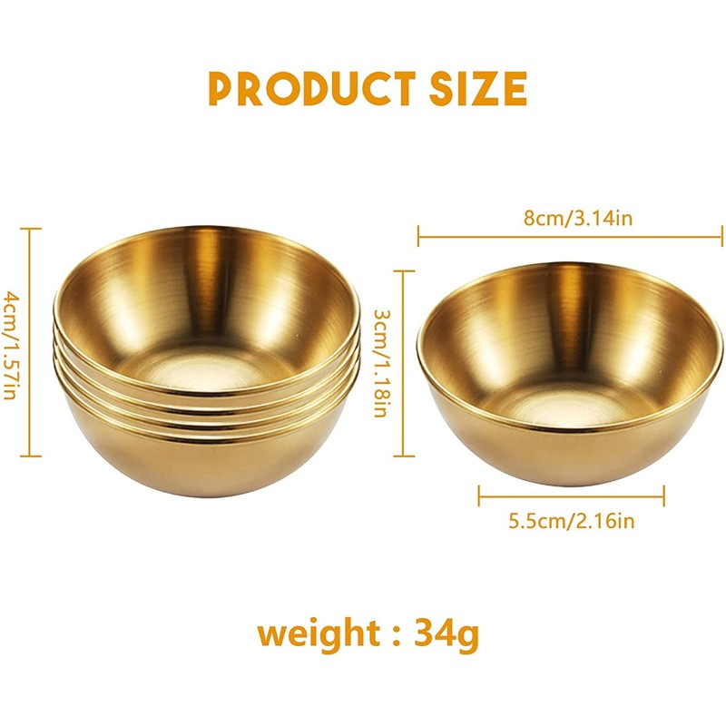 Dipping Bowls, Stainless Steel Dipping Sauce Dishes, Small Round Seasoning