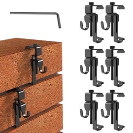 6Pcs Stainless Steel Brick Hooks, No Drill, No Nail Holes, Screws or Wall Damage - Black
