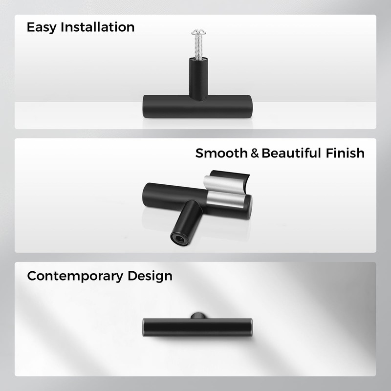 Probrico Black Stainless Steel Kitchen Cabinet T Bar Handle Diameter