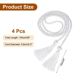 sourcing map 4 Pcs Graduation Cords, Graduation Tassel Honor Cords, 2025 Graduation Honor Cord with Tassel, Braided Cords for Graduation Bachelor Gown Sewing, White