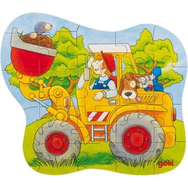 Oki 57518 Contour Puzzle Tractor, Wheel Loader or Fire Brigade, 18-22 Pieces, Multicoloured (Pack of 3)