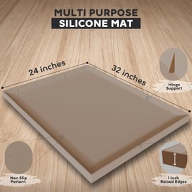 32x24x1” XL Dog Food Mat - All Purpose Under Sink Liner, Washer and Dryer Covers for The Top, Silicone Griddle Mat for Blackstone - Raised Edges Dog Mat for Food and Water Prevent Spill, Waterproof