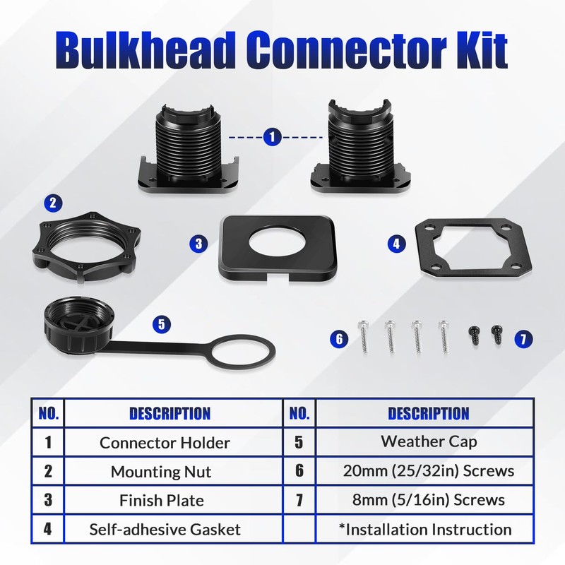 Bulkhead Connector Kit 010-13350-00 Replace for Garmin LiveScope Bulkhead Connector