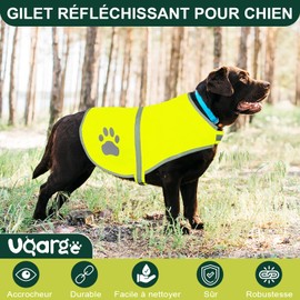 Voarge Reflective Safety Vest for Dogs, High Visibility, Reflective Safety Vest Pet Vest for Outdoor Night (Yellow, L)