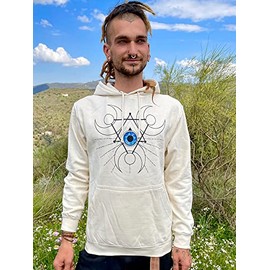 Creme-wei√üer Hoodie Allsehendes Auge (XL)
