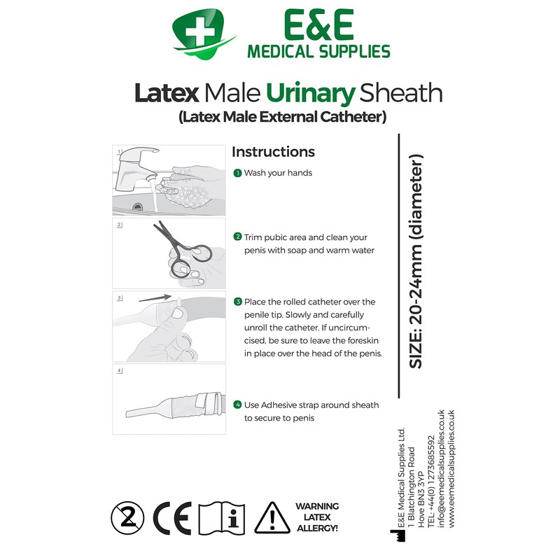Male Latex Urinary Sheath - Uridome (Medium 21mm - 24mm