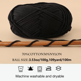 Yarn for Crocheting,100g Soft Yarn for Crocheting,Crochet Yarn for Sweater,Hat,Socks,Blankets(Black)