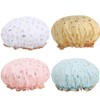 4 Pack Double Layer Hot Embossed Printed Shower Cap Elastic