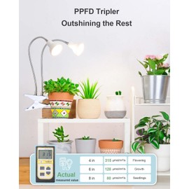 DOMMIA Grow Lights for Indoor Plants,Full Spectrum Grow Light with Warmwhite Red LED,Dual Head Clip Plant Light for Indoor Plants,Manual ON/Off Switch,Adjustable Gooseneck Plant Light for Houseplants